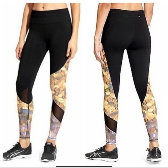 Athleta Pants - Athleta Asym Mesh Sonar Honeycomb Leggings Size XS
